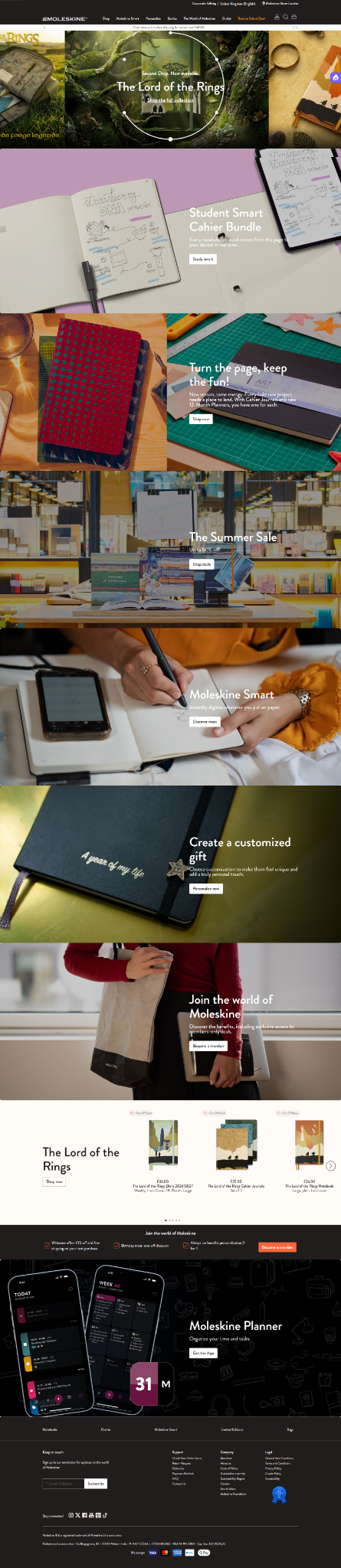Moleskine website reference screenshot